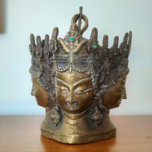 Tête de bouddha tibétain aux quatre visages -  H18 cm